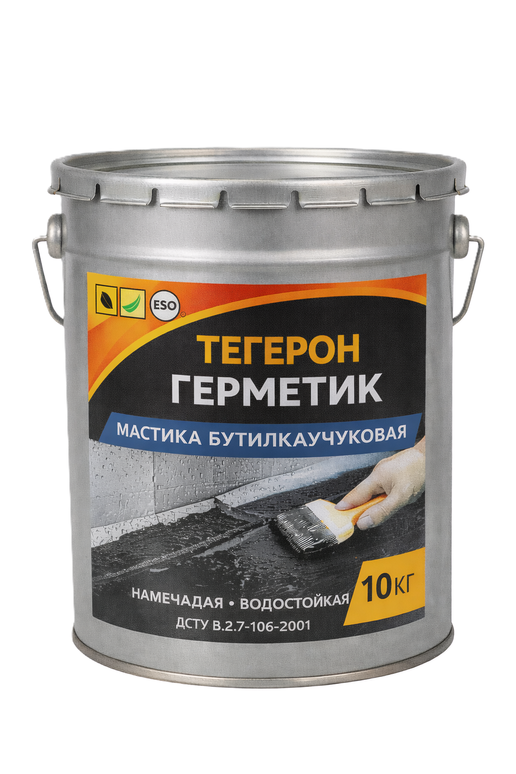 Тегерон Герметик ЭКОБИТ ведро 10,0 кг мастика бутилкаучуковая ДСТУ Б В.2.7-108-2001  ( ГОСТ 30693-2000)